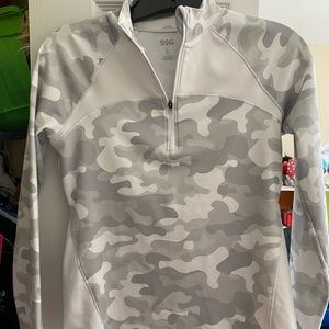 Girls DSG White & Grey Camo Quarter Zip Long Sleeve Size Large 14 EUC